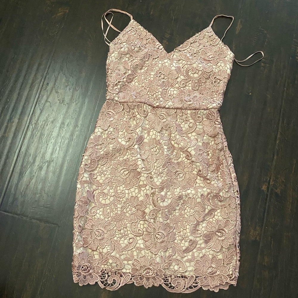 Express Blush Lace Mini Dress